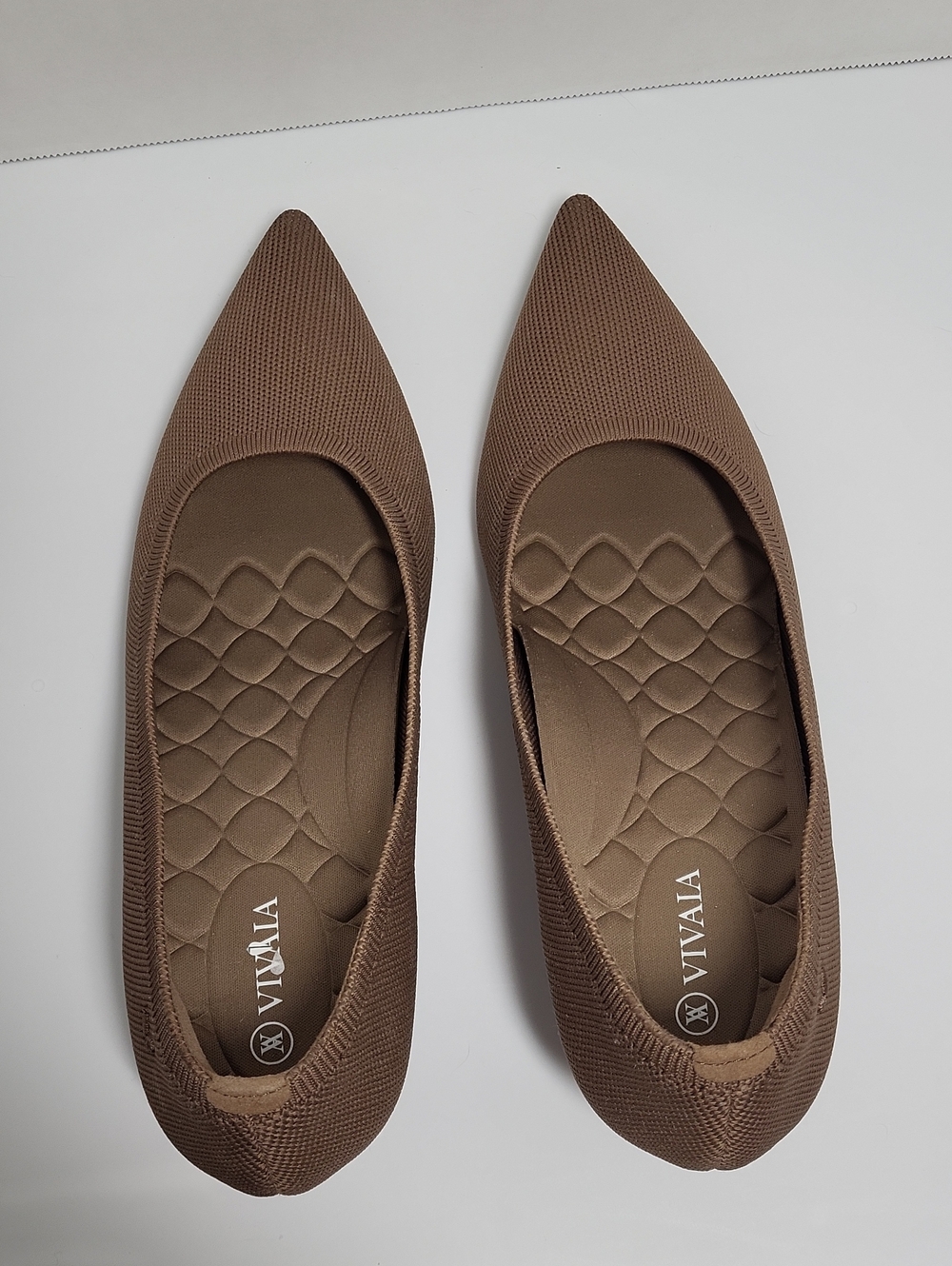 VIVAIA Brown Pointed Knit Ballet Wedges Size US 11 EU (42)